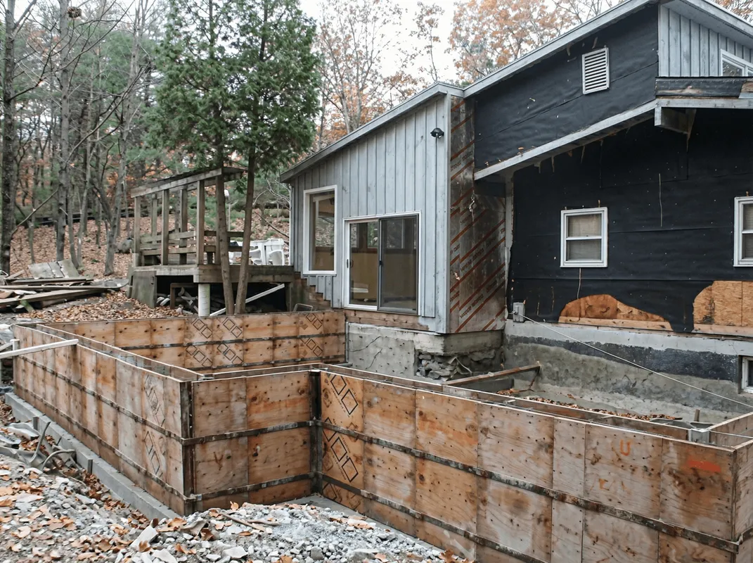Prepared site with foundation forms for home remodeling and addition project in Bradenton, FL
